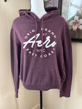 Aeropostale Plum Pullover Hoodie with White Label